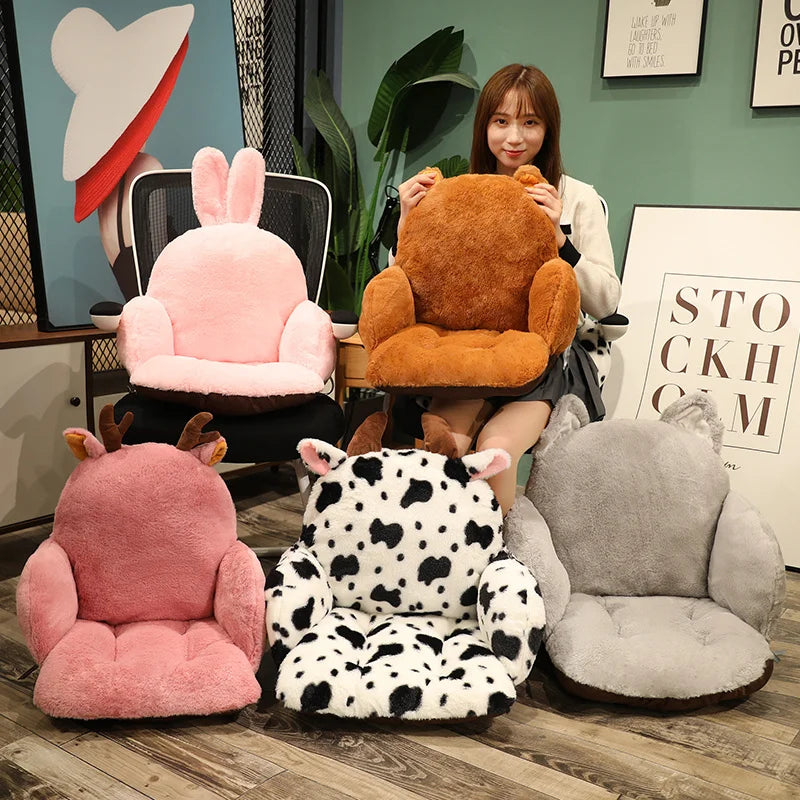 2 Sizes Sofa Cow Pillow Animal Seat Cushion Stuffed Plush Sofa Indoor Floor Home Chair Decor Winter