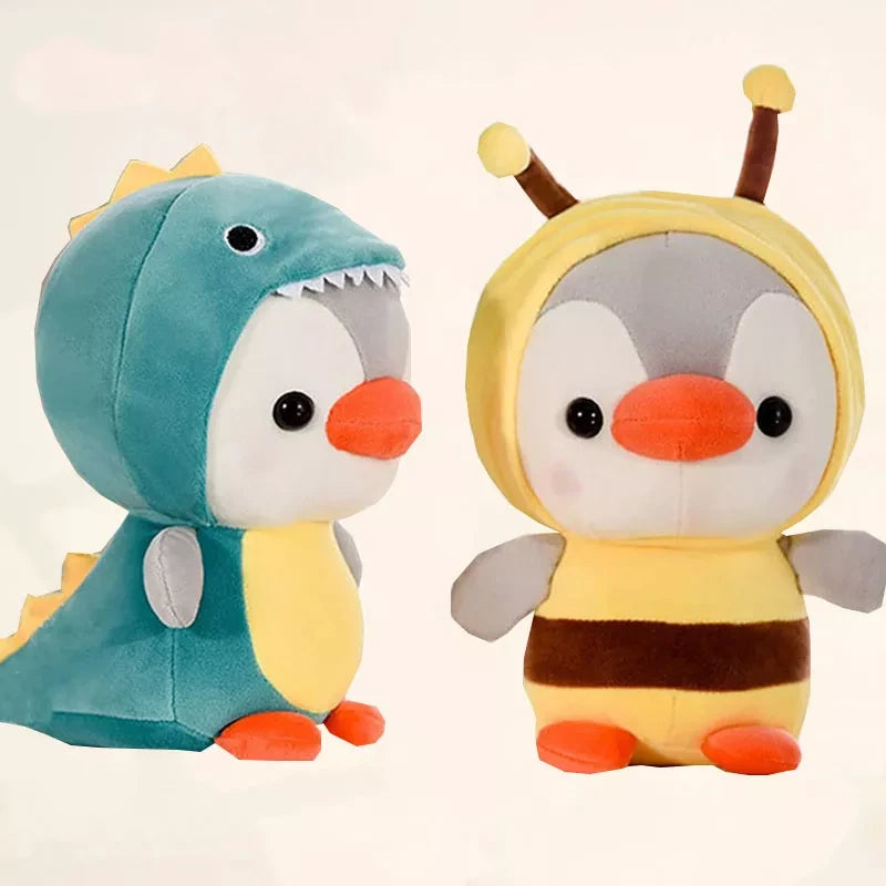 Kawaii Plush Toy Penguin Turn To Dinosaur Frog Unicorn Bee Stuffed Doll Cartoon Animal Birthday Christmas Gift for Kids Children