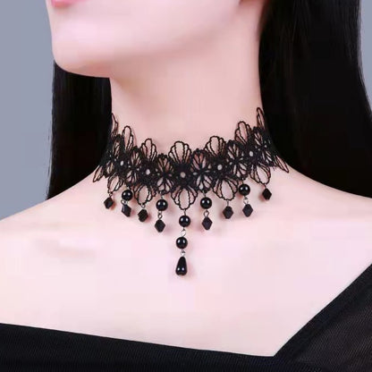 Korean Fashion Velvet Choker Necklace for Women Vintage Lace Necklace with Pendants Gothic Girl Neck Jewelry Accessories