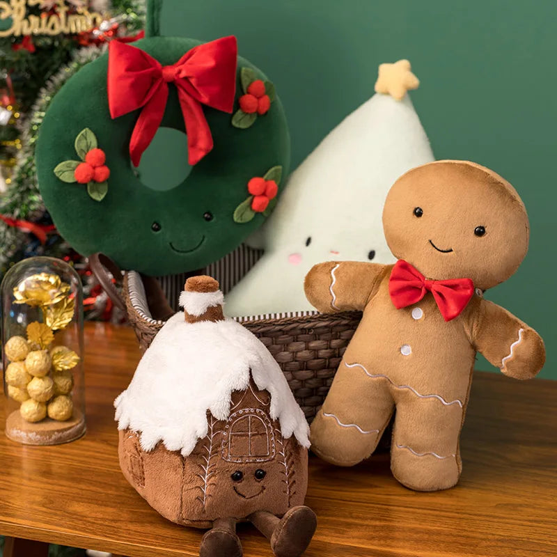 40cm Gingerbread Man Plush Toy Christmas Tree Stuffed Animal Plushies Wreath House Home Decor Funny Xmas Tree Party Soft Doll