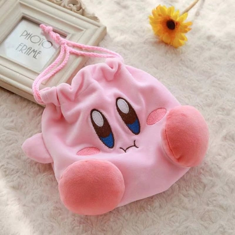 NEW Kawaii Anime Cartoon Star Kirby Plush Cosmetic Bag Cute Pink Plush Portable Storage Bag Coin Purse Girl&Child Holiday Gifts