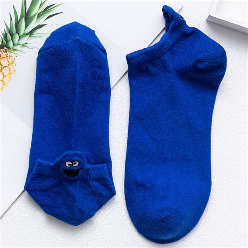 Women Cute Cartoon Expression Short Ankle Socks Happy Fashion Girls Funny Eared Lovers' Cotton Sokken Dropship