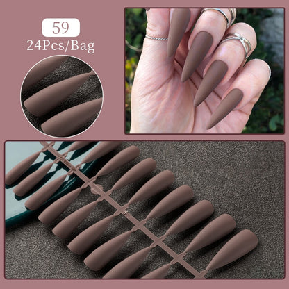 24pcs Sweet Summer Fake Nails Patches Pink Glitter Nude Press on Nails Women Wearable Nail Art Stickers Full Finished False Nail