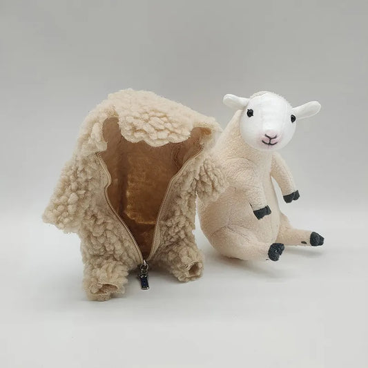 Shaved Lamb Stuffed Animal 15cm Sheared Sheep Plush Toy Cute Kawaii Plushies Funny Soft Doll Kids Birthday Christmas Gifts