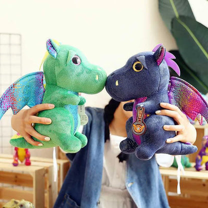 Dragon Plush Toy 23CM Little Flying Dinosaur Stuffed Animal Plushies Blue Green Cute Kawaii Soft Doll Children's Birthday Gifts