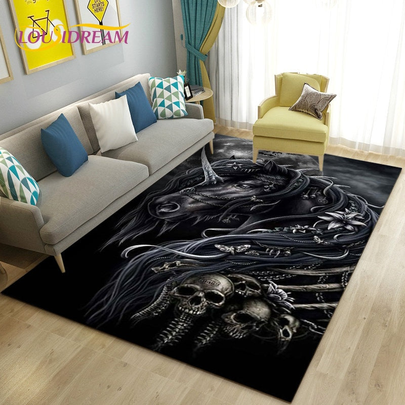 3D Cartoon Cute Unicorn Area Rug,Carpet Rug for Living Room Bedroom Sofa Doormat Kitchen Decoration,Kid Play Non-slip Floor Mat