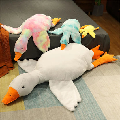 50-190cm Giant Duck Plush Toys Fluffy Sleep Pillow Cute Animal Stuffed Swan Goose Soft Dolls Floor Mat Kids Girls Birthday Gift