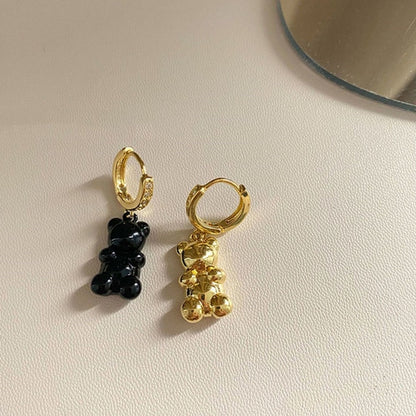 Cute Acrylic Candy Gummy Bear Dangle Earrings for Women Rainbow Bear CZ Hoop Earrings Korean Fashion Sweet Girl Jewelry