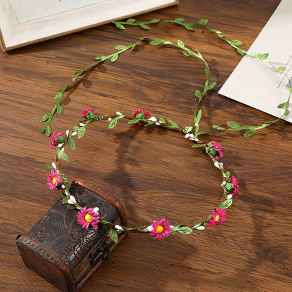 Bohemian Rattan Flower Vines Crown Headband for Bride Wedding Hair Accessories Girls Floral Wreath Head Band Hairstyles Headdres