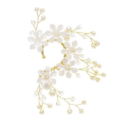 Alloy Leaves Women Ear Cuff Vintage Baroque Exaggerated Beads Clip Earrings Handmade Party Jewelry Gifts Female