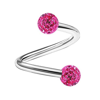 1PCS Stainless Steel Crystal Twist Helix Earring Cartilage Jewelry S Shape Labret Piercing Lip Ring Twist Tragus Earring Stud