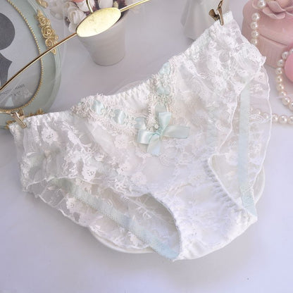 Cotton Ruffle Cute Lovely Sweety Girl Panties Bow Japanese Princess Style High Elasticity Breathable Women Underwear Breifs