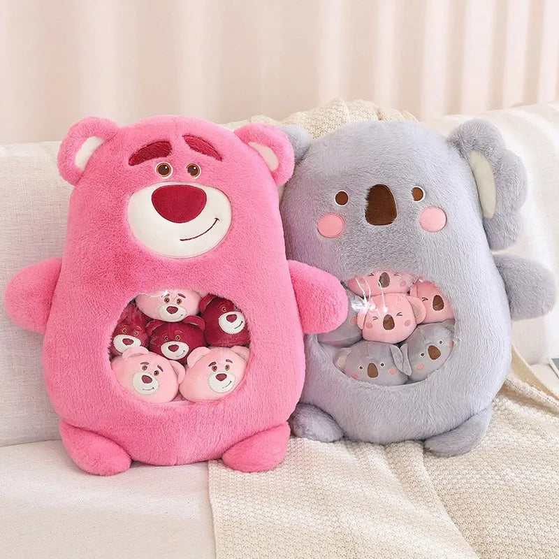 New Plush Pudding Bag Candy Bag Mini Balls Rabbit Koala Pink Bear Dinosaur Dolls Animals Plush Pillow Birthday Gift for Kids