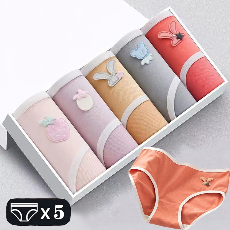 M-2XL Women's Underwear Cute Cotton Panties Briefs For Girl Ladies Lingerie Cartoon Girls Pink Pantys Underpants Thongs