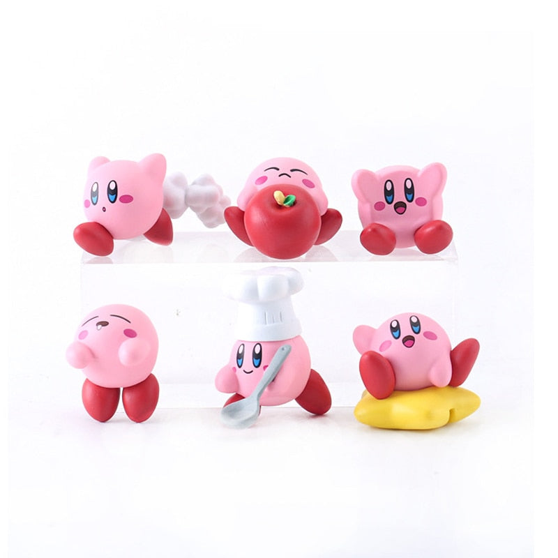 4-8pcs Anime Games Kirby Action Figures Toys Pink Cartoon Kawaii Kirby PVC Cute Figure Action Toy Christmas Gift for Children