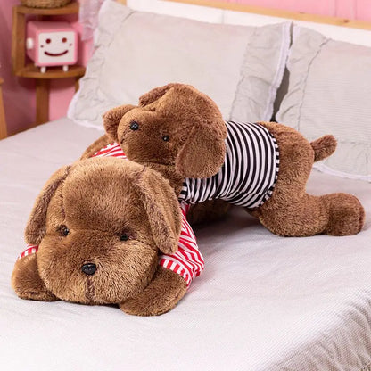 Giant Plush Toy Big Sleeping Dog Stuffed Striped T-shirt Puppy Dog Soft Animal Toy Soft Pillow Baby Girls Birthday Gift