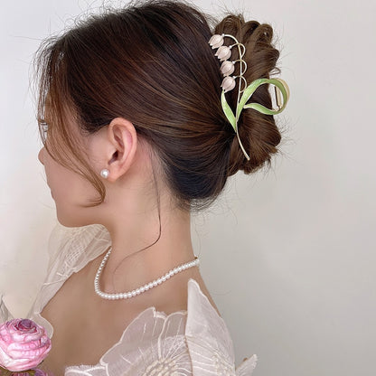 New Korean Vintage Flowers Large Metal Hair Claw Clip Ponytail Women Butterfly Shark Alloy Hair Claw Barrette Hair Accessories