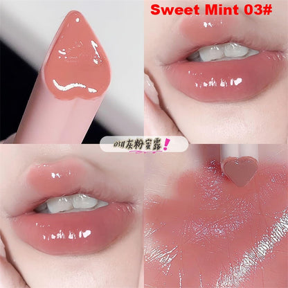 Jelly Mirror Lipstick Lip Gloss Non-stick Cup Mirror Lip Tint Heart-shaped Lipstick Moisturizing Lipgloss Long-lasting Lipstick