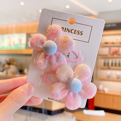 【2-Piece Set】Children's Cute Fabric Flower Pair Clip Hair Accessories Girl Hairpin Temperament Clip Baby Headdress Wholesale