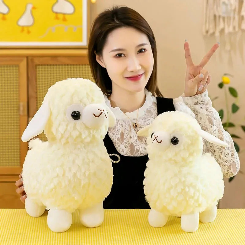 Plush Toy White Sheep Lamb Cute Kawaii Animal Dolls Girl Stuffed Soft Doll Cushion Sofa Pillow Gifts Christmas Birthday Gift