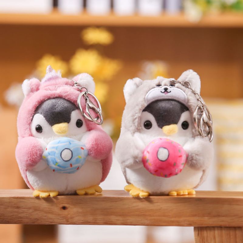 Kawaii Plush Keychain Bag Charm Cartoon Cute Mini Penguin Stuffed Animal Plushies Soft Doll Car Trinket Key Chain Women Girls Keyring Kids Birthday Gifts