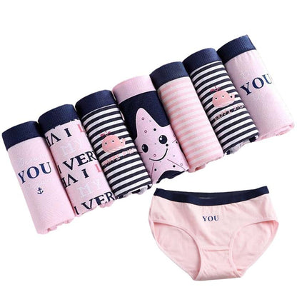 7Pcs/Lot Women's Underwear Cotton Cartoon Panties Print Breathable Briefs Girls Soft Panty Intimates for Female Lingerie