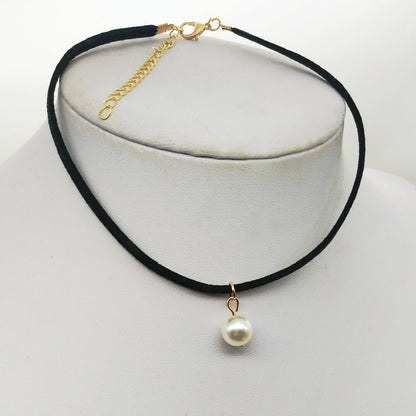 Poputton Rhinestone Chokers Necklaces for Women Jewelry Black Velvet Rope Chain Choker Necklace with Pendant Collier Femme