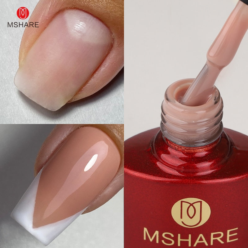 MSHARE Milky White Builder Nail Extension Gel in A Bottle 10ml Self leveling Nails Quick Building Clear Pink UV Led Gel