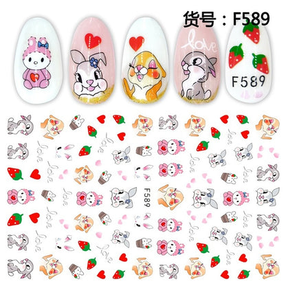 Cute Anime Character Series Nail Stickers Nail Art Supplies Disney Mickey Stitch Donald Duck 3D Stickers Nail Art Decorations