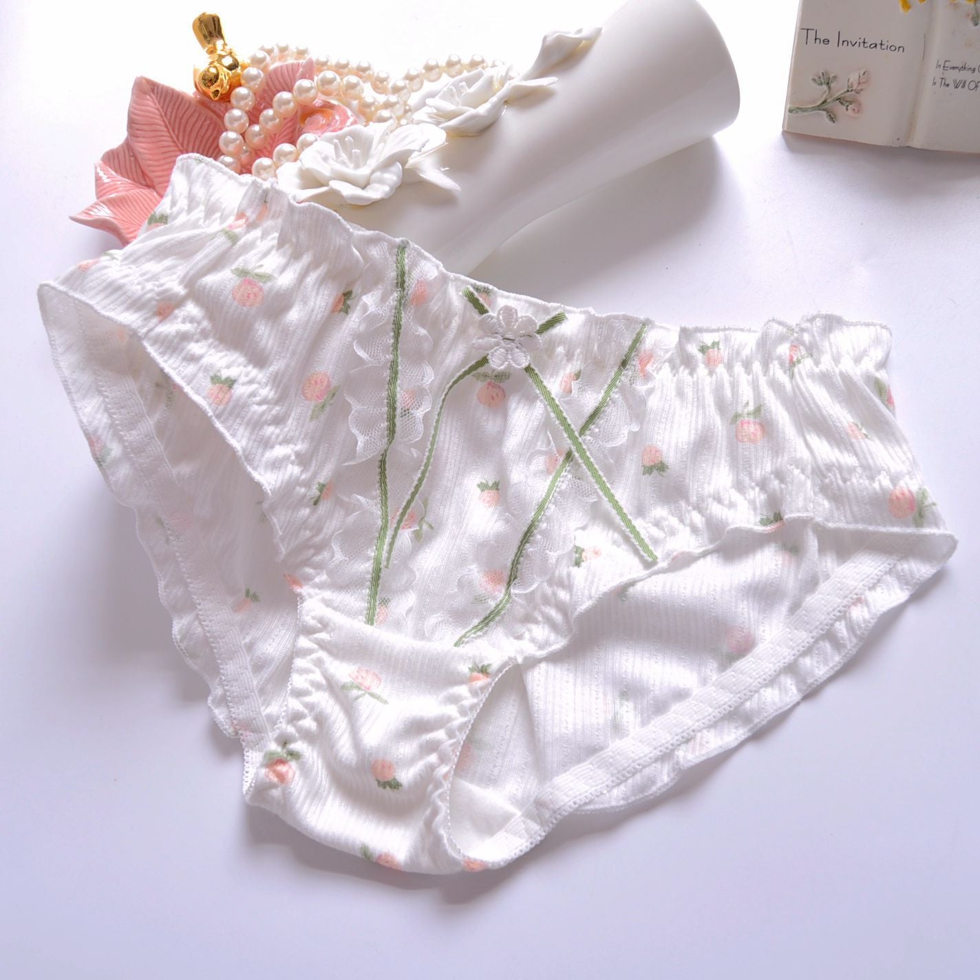 Cotton Ruffle Cute Lovely Sweety Girl Panties Bow Japanese Princess Style High Elasticity Breathable Women Underwear Breifs