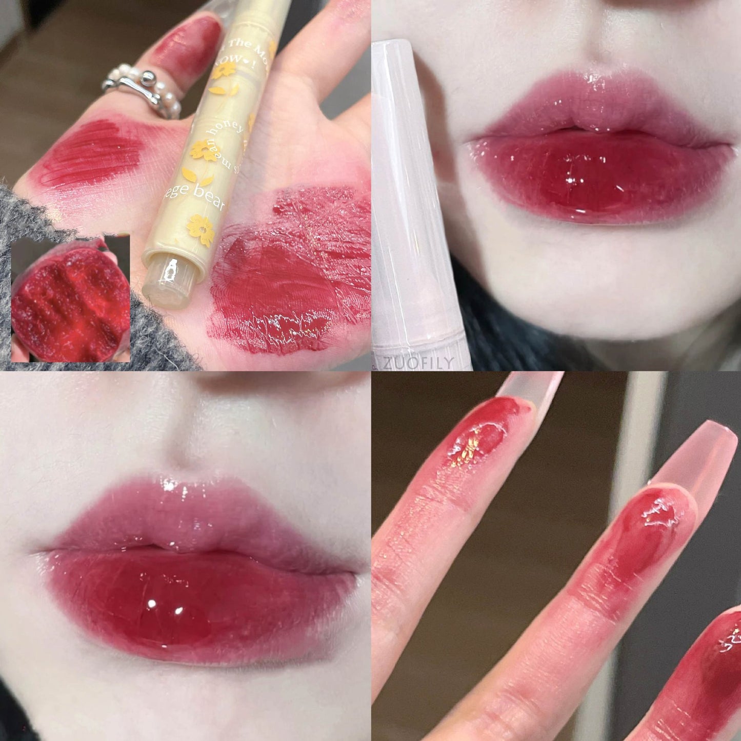 Jelly Mirror Lipstick Lip Gloss Non-stick Cup Mirror Lip Tint Heart-shaped Lipstick Moisturizing Lipgloss Long-lasting Lipstick