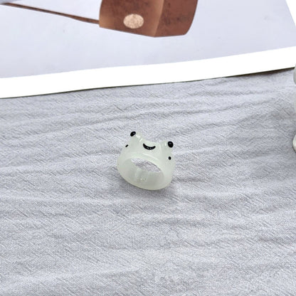 Colorful Luminous Frogs Acrylic Ring for Women Cute Funny Cartoon Animal Aesthetic Glow In The Dark Rings Summer Jewelry Gift