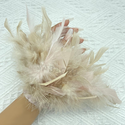 Women Natural Fur Feather Cuffs Snap On Bracelet Arm Cuff Shirts Sleeves For Women Real Ostrich Feather  Anklet Wrist Cuff