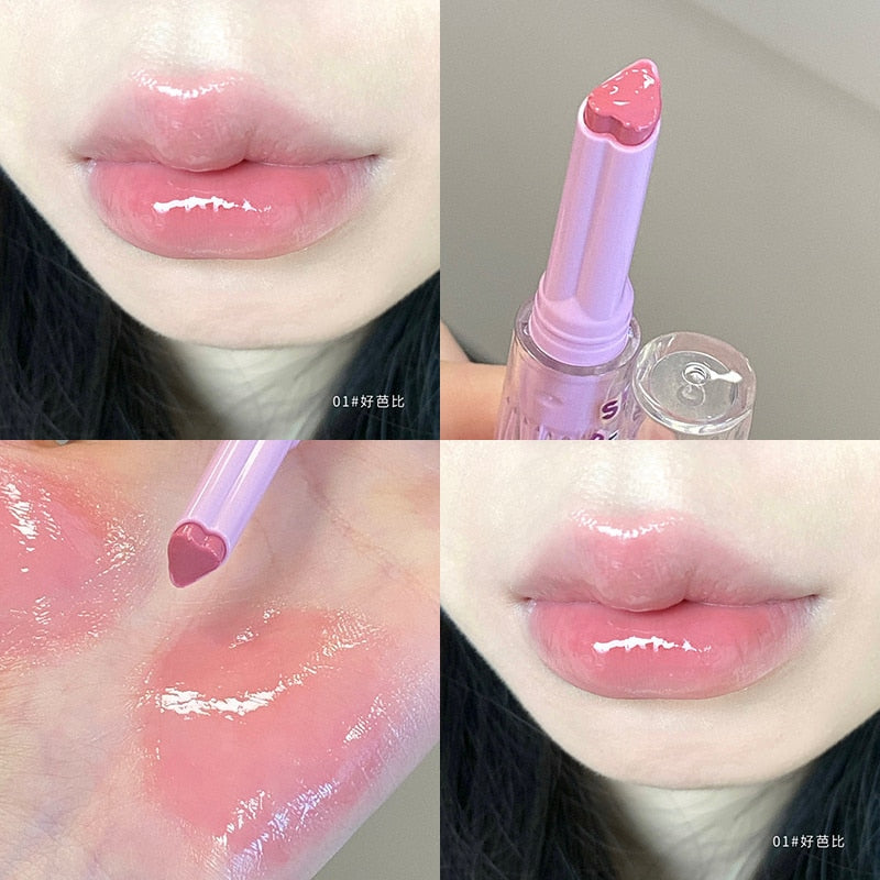 Jelly Mirror Lipstick Lip Gloss Non-stick Cup Mirror Lip Tint Heart-shaped Lipstick Moisturizing Lipgloss Long-lasting Lipstick