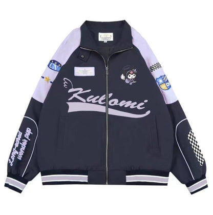 Sanrio Y2k Cinnamoroll Racer Jacket Kawaii Biker Jacket Pants Punching Cartoon Female Loose Warm Windproof Couple Clothes Gifts