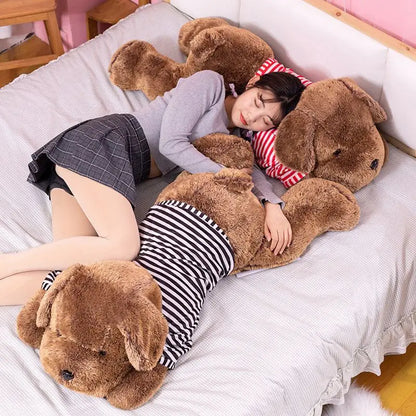 Giant Plush Toy Big Sleeping Dog Stuffed Striped T-shirt Puppy Dog Soft Animal Toy Soft Pillow Baby Girls Birthday Gift