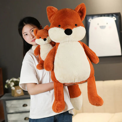 35-90cm Soft Fluffy Fox Plush Toy Cute Cartoon Animal Fox Stuffed Doll Girls Lover Valentine's Gift Kawaii Sofa Decor Pillows