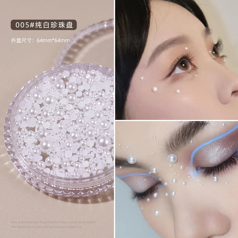 1Box Eyes Face Makeup Facial Decoration Patch Butterfly Diamond Pearl Adhesive Rhinestone Glitter Sequin DIY Nail Art Decoration
