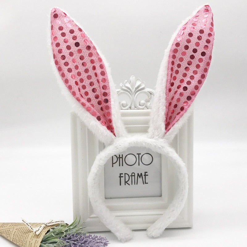 Cute Plush Bunny Ears Hair Bands Soft Rabbite Ears Easter Adult Headbands for Women Girls Anime Cosplay Party Hair Accessories
