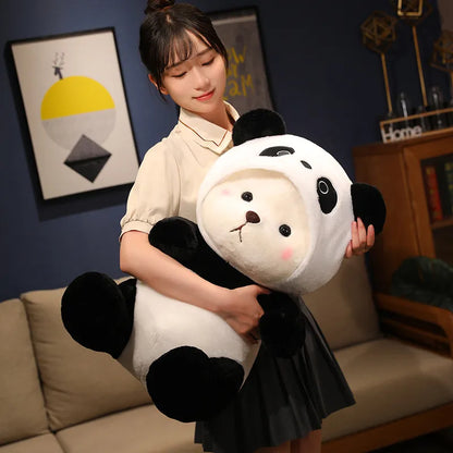 26cm Cute Bear Turn Into Panda Plush Toys Lovely Soft Stuffed Cartoon Animals Dolls For Birthday Christmas Gift