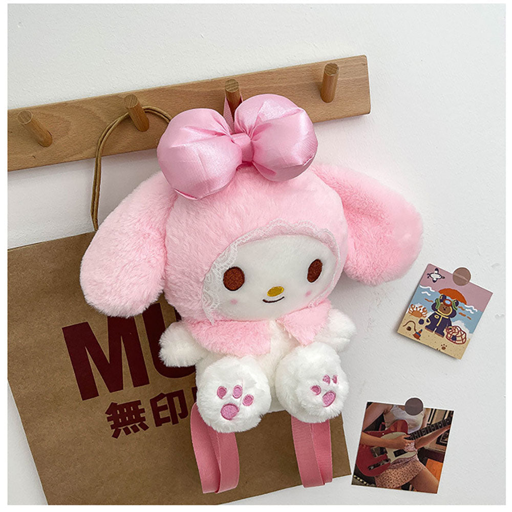 Kawaii Sanrio My Melody Plush Backpack Stuffed Animals Dolls Toys Plushie Bag Anime Cartoon Shoulder Backpacks Bag Girl Gift