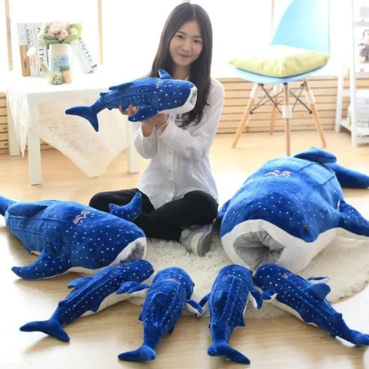 Whale Shark Plush 50-150cm New Blue Toys Big Fish Cloth Doll Stuffed Sea Animals Rhincodon Typus Cushion Children Kids Birthday Gift
