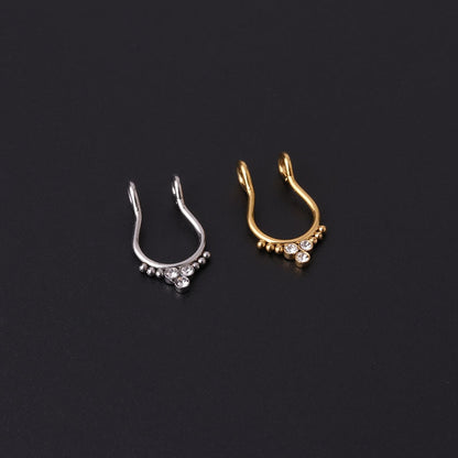 1pc Surgical Steel C Clip on Nose Fake Piercing Septum Rings Hoop CZ Non-Pierced Fake Nose Ring for Women Men Body Jewelry
