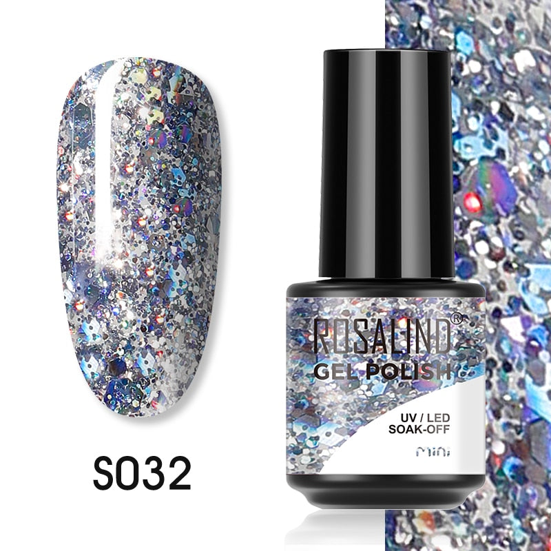 ROSALIND 7ML Gel Polish Glitter Nail Polish All For Nails Manicure Nails Art Base Top Coat UV Semi Permanent Gel Varnishes