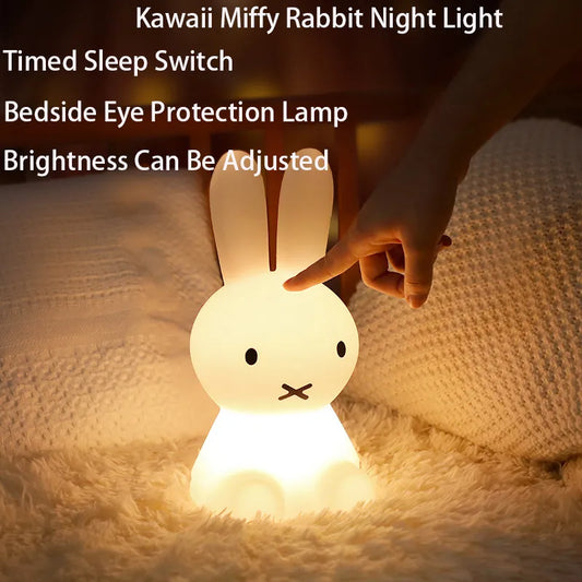3D Night Light Kawaii Anime Cartoon Bunny Eye Protection Rechargeable Desk Lamp Cute Bedroom Children Bedside Lamp