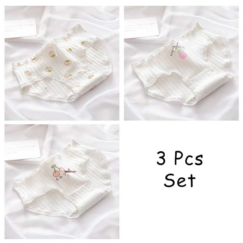 WONTIVE 1pc 3pcs set Cute Panties with Bow Knot Womens Cotton Panties Pink Lolita Japanese Panty Underwear For Women Girl Briefs