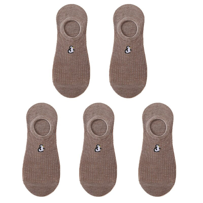 5 pairs of 10 pieces Spring fashion socks Women cartoon animal embroidery cotton Women's socks Casual sports funny ankle socks