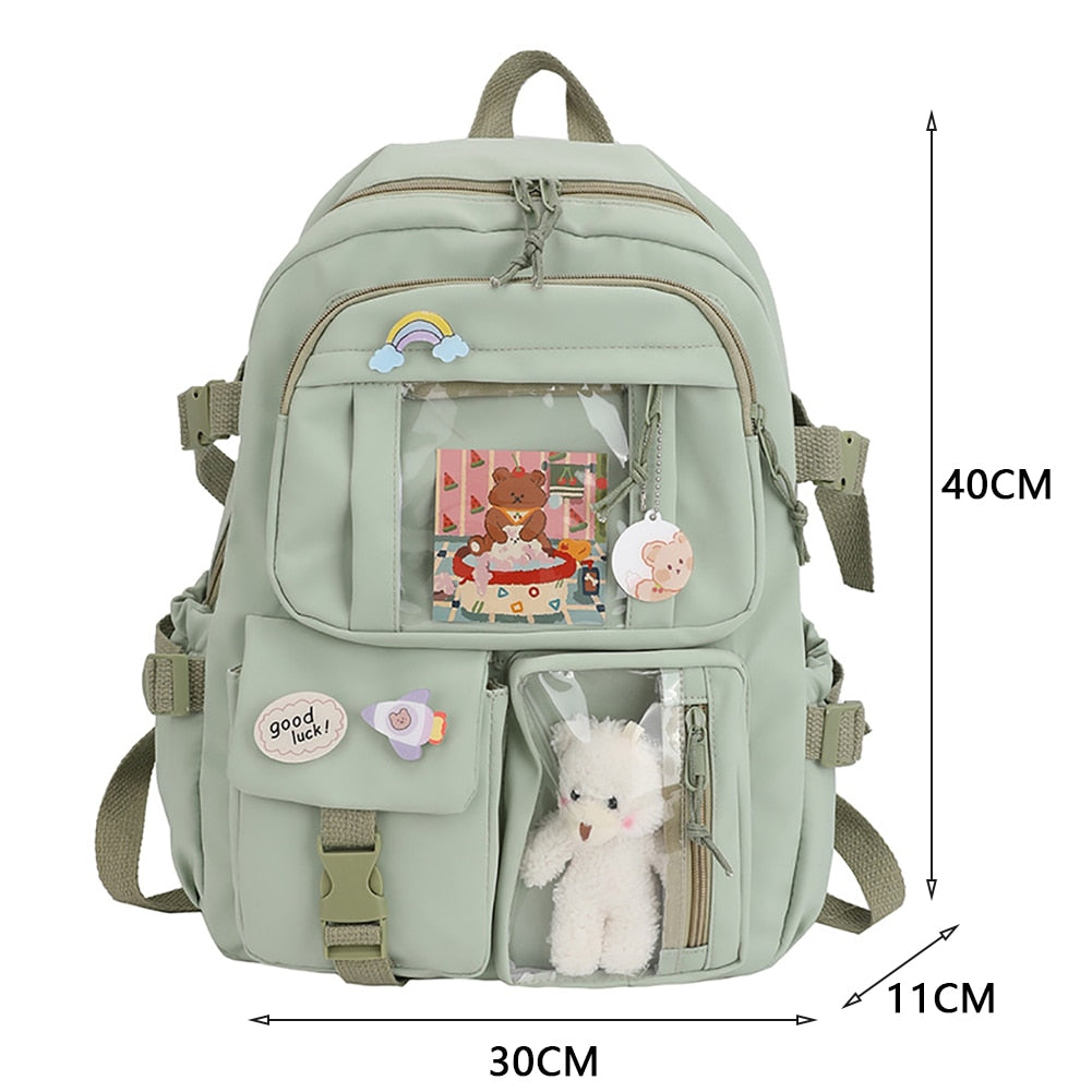 Japanese Girls Aesthetic Backpack Cute School Bags For Student Teens Girls Pockets Kawaii Women Laptop Backpack Harajuku Mochila