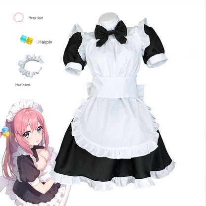 Gotou Hitori Cosplay Costume Anime Bocchi The Rock! Cute Maid Uniform Suit Dress Gotou Hitori Women Wig Outfit Halloween