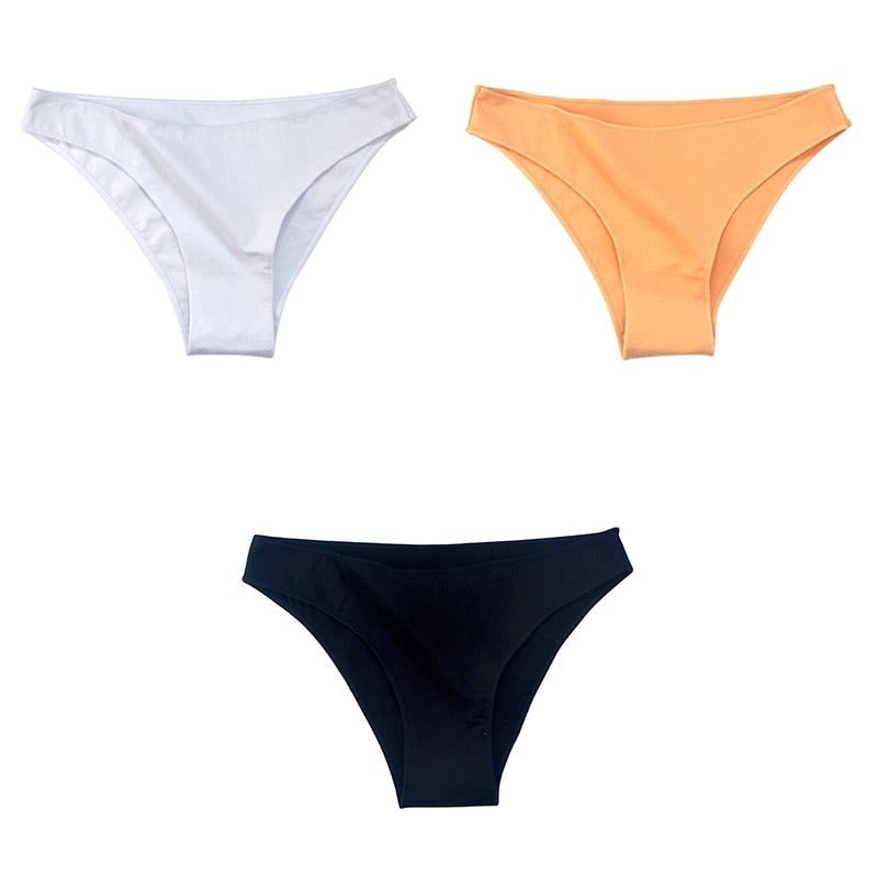 3Pcs/Set Women's Cotton Panties Female Underwear Solid Color Comfortable Briefs High Elasticity Underpants Size M-XXL